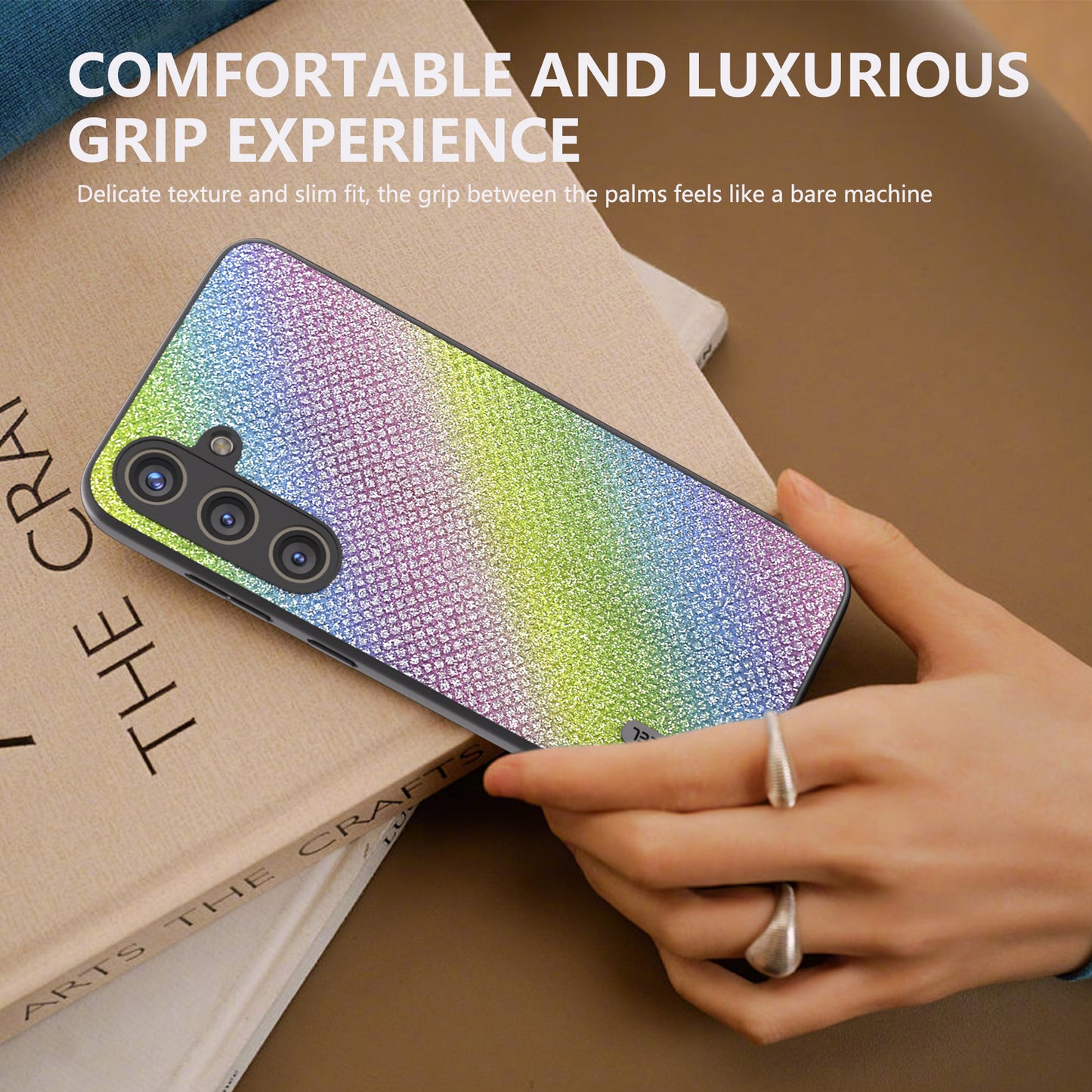 ABEEL For Samsung Galaxy S24+ Protective Phone Cover Rhinestone Texture Leather Back Case - Multi-color