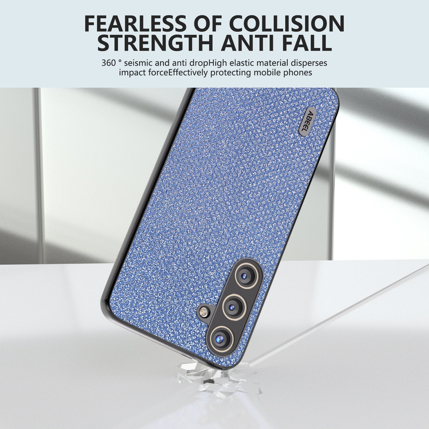 ABEEL For Samsung Galaxy S24+ Protective Phone Cover Rhinestone Texture Leather Back Case - Blue