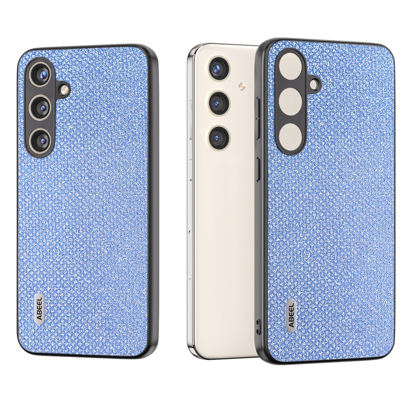 ABEEL For Samsung Galaxy S24+ Protective Phone Cover Rhinestone Texture Leather Back Case - Blue