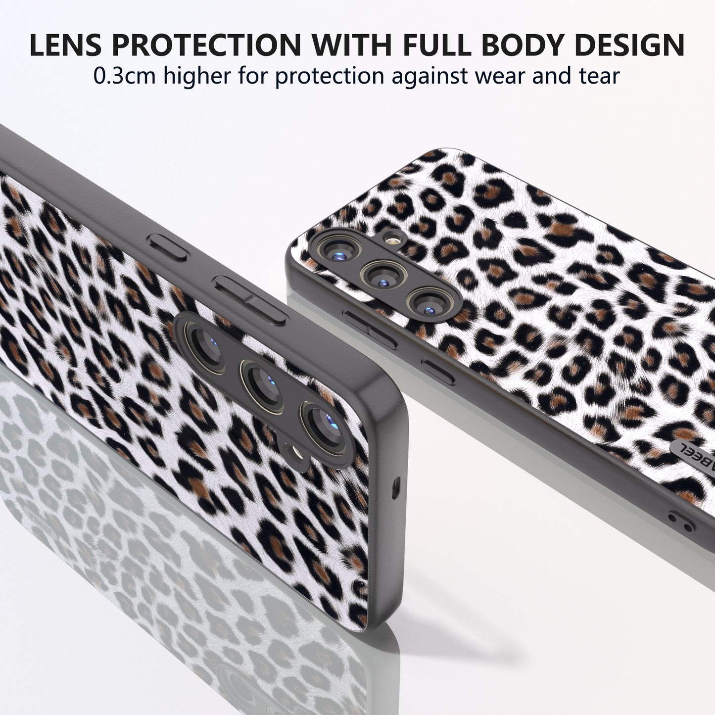 ABEEL For Samsung Galaxy S24 Case Leather Coated PC+TPU Leopard Pattern Phone Cover - Silver