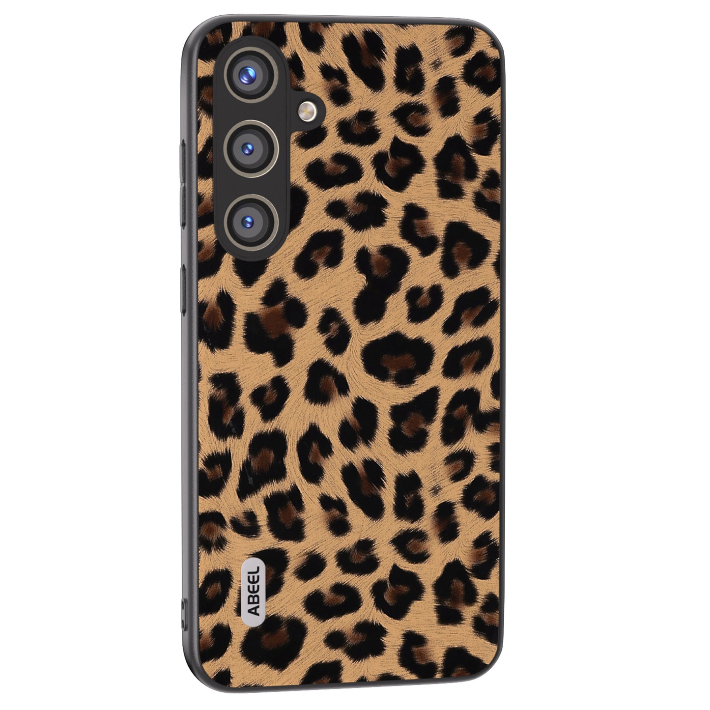 ABEEL For Samsung Galaxy S24 Case Leather Coated PC+TPU Leopard Pattern Phone Cover - Champagne Gold