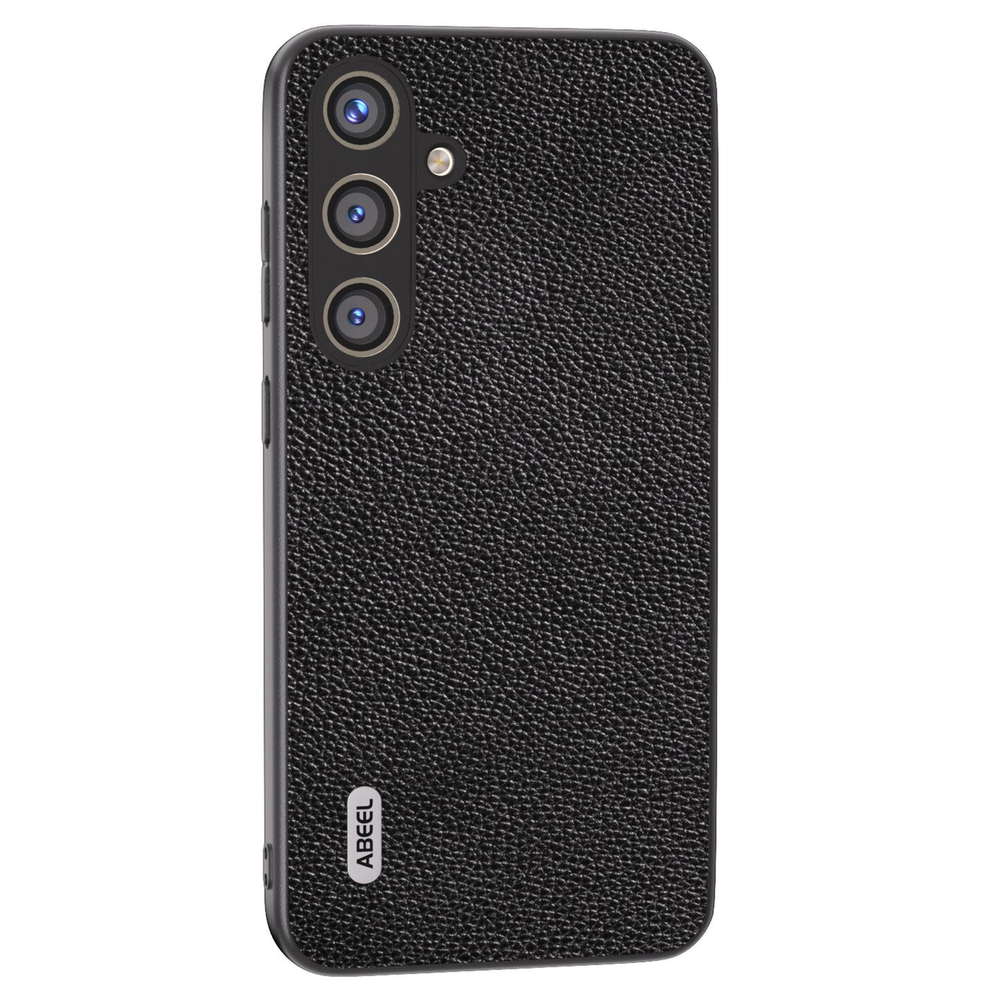 ABEEL For Samsung Galaxy S24 Case Genuine Cow Leather Litchi Texture Cover - Black