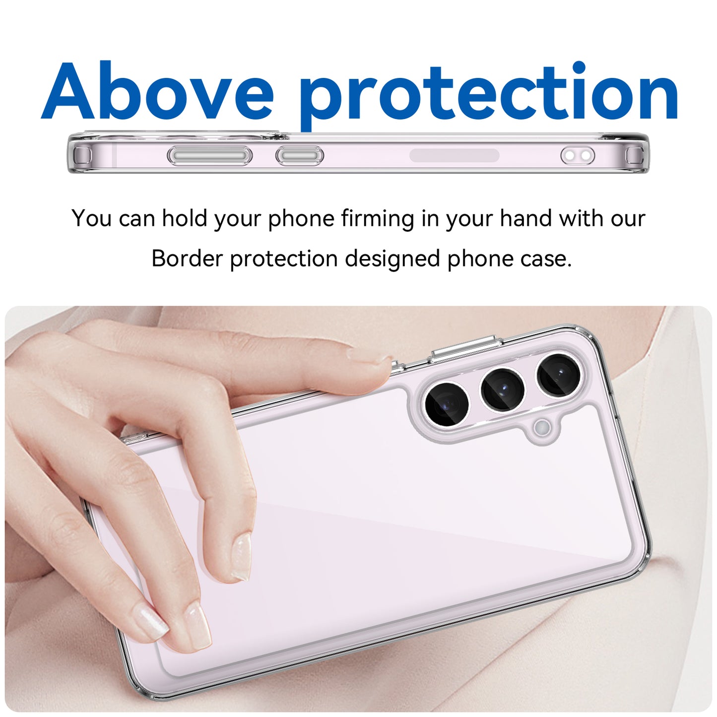 For Samsung Galaxy S24 Case Ultra-Transparent Phone Cover with Electroplated Buttons (Big Rear Lens Hole)