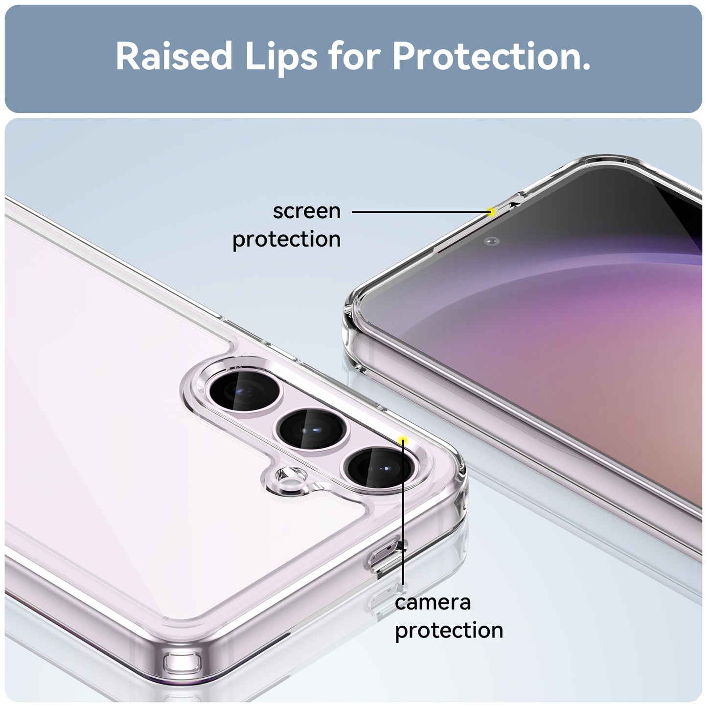 For Samsung Galaxy S24 Case Ultra-Transparent Phone Cover with Electroplated Buttons (Big Rear Lens Hole)