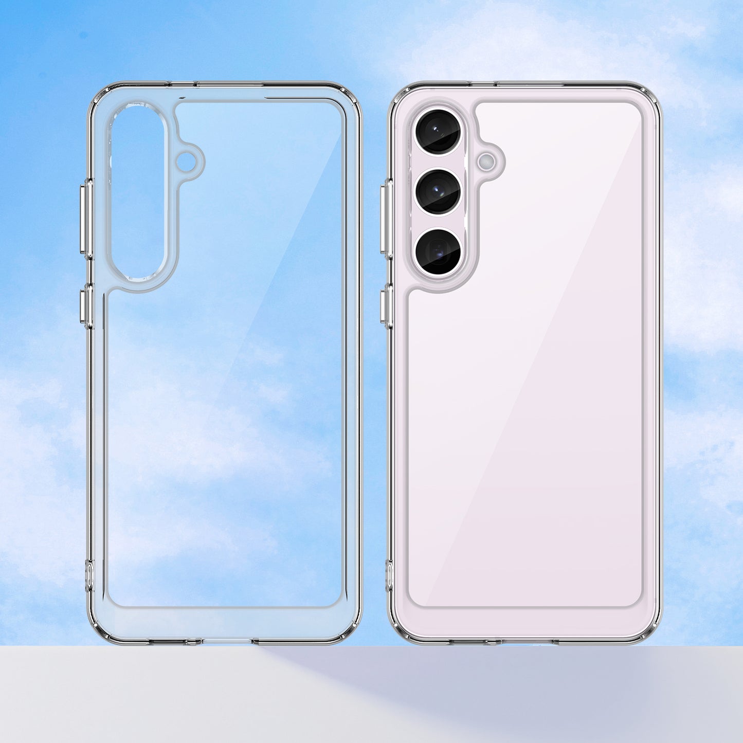 For Samsung Galaxy S24 Case Ultra-Transparent Phone Cover with Electroplated Buttons (Big Rear Lens Hole)