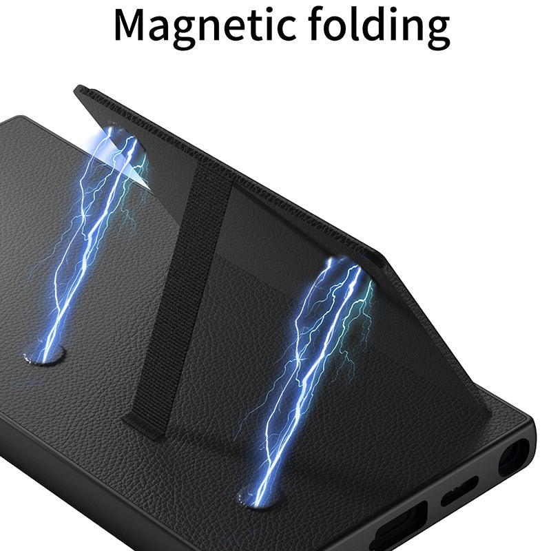 GKK For Samsung Galaxy S24 Ultra Magnetic Case PU Leather Coated PC+TPU Phone Cover with Card Slot - Midnight Green