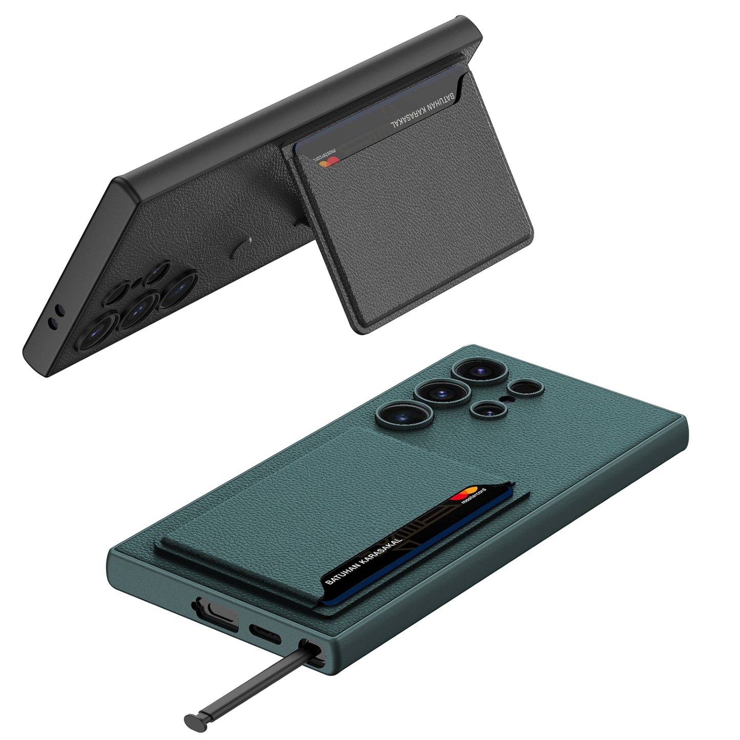 GKK For Samsung Galaxy S24 Ultra Magnetic Case PU Leather Coated PC+TPU Phone Cover with Card Slot - Carbon Fiber Texture