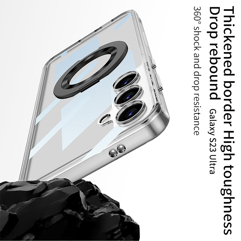 GKK Space Shell Series For Samsung Galaxy S24 Ultra Case TPU+PC Kickstand Cover Compatible with MagSafe - Transparent Green