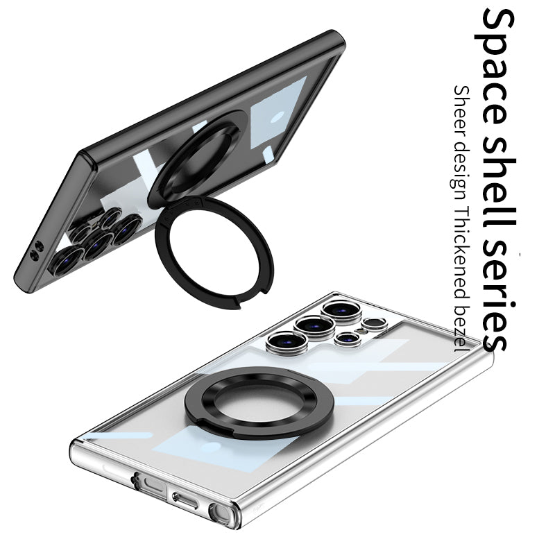 GKK Space Shell Series For Samsung Galaxy S24 Ultra Case TPU+PC Kickstand Cover Compatible with MagSafe - Transparent Green