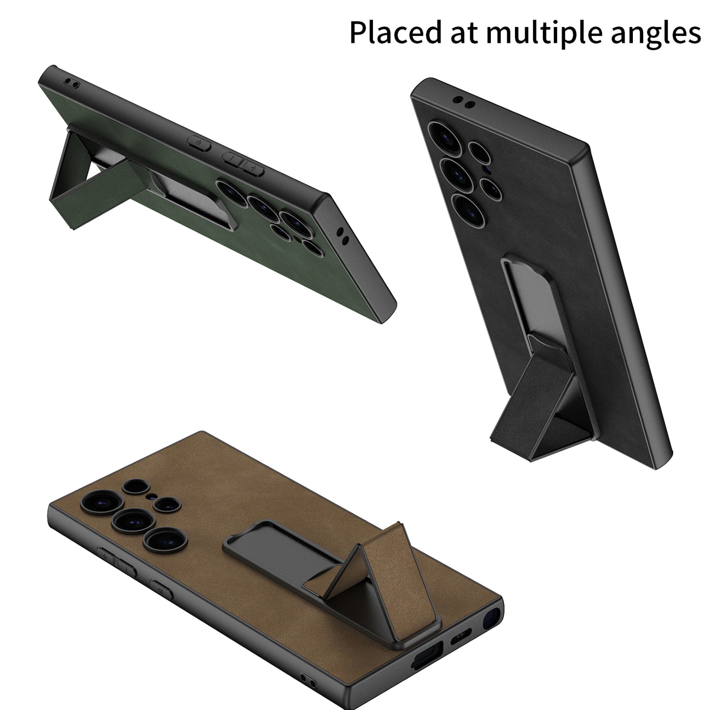 GKK For Samsung Galaxy S24 Ultra Skin-Feel Matte Phone Case Folding Kickstand - Green