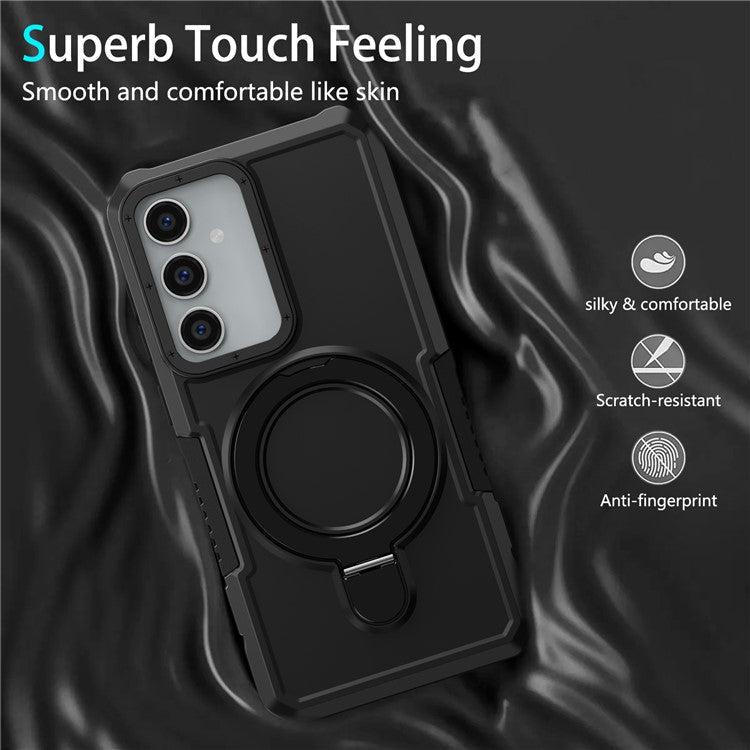 For Samsung Galaxy S23 FE Case Hybrid TPU+PC Kickstand Anti-scratch Phone Protector - Black