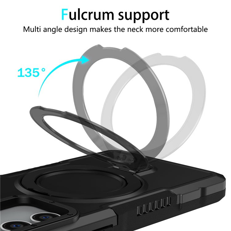 For Samsung Galaxy S23 FE Case Hybrid TPU+PC Kickstand Anti-scratch Phone Protector - Black
