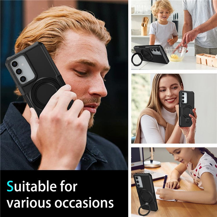 For Samsung Galaxy S23 FE Case Hybrid TPU+PC Kickstand Anti-scratch Phone Protector - Black