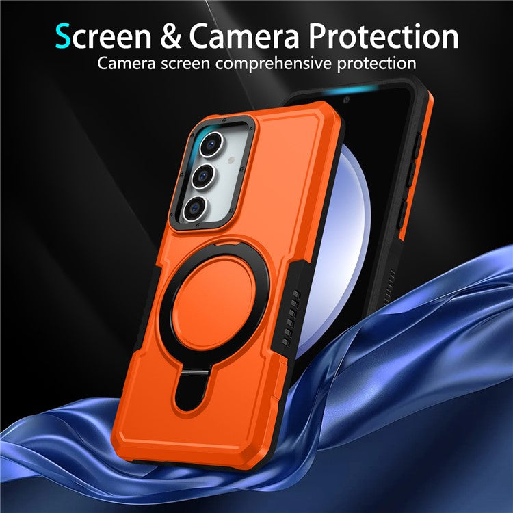 For Samsung Galaxy S23 FE Case Hybrid TPU+PC Kickstand Anti-scratch Phone Protector - Orange