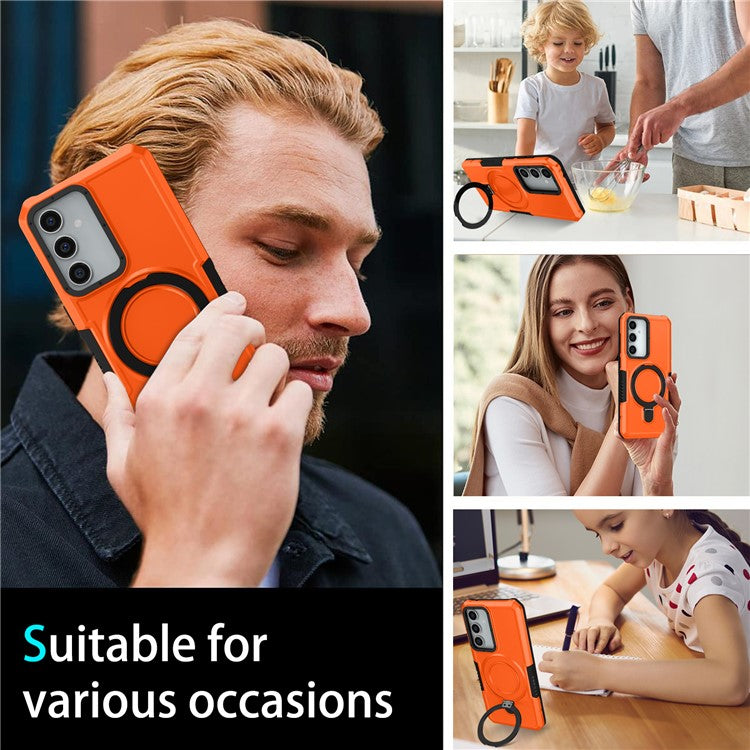 For Samsung Galaxy S23 FE Case Hybrid TPU+PC Kickstand Anti-scratch Phone Protector - Orange