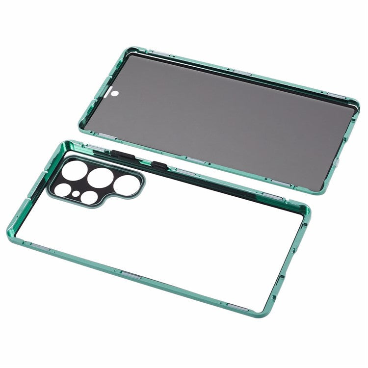 Privacy Magnetic Case for Samsung Galaxy S22 Ultra 5G Double-Sided Tempered Glass Phone Cover - Green