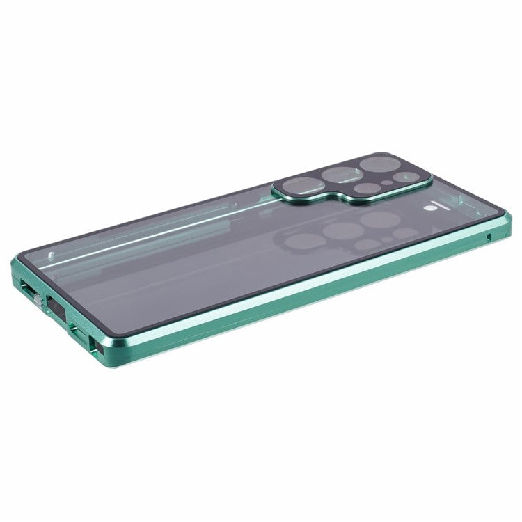 Privacy Magnetic Case for Samsung Galaxy S22 Ultra 5G Double-Sided Tempered Glass Phone Cover - Green