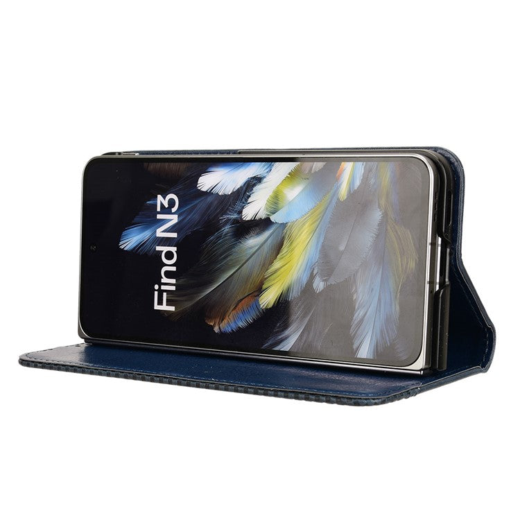 Retro Series For Oppo Find N3 5G / OnePlus Open Case Card Slots PU Leather Phone Covers - Blue