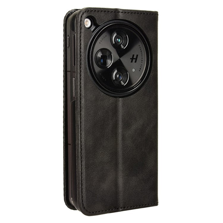 Retro Series For Oppo Find N3 5G / OnePlus Open Case Card Slots PU Leather Phone Covers - Black
