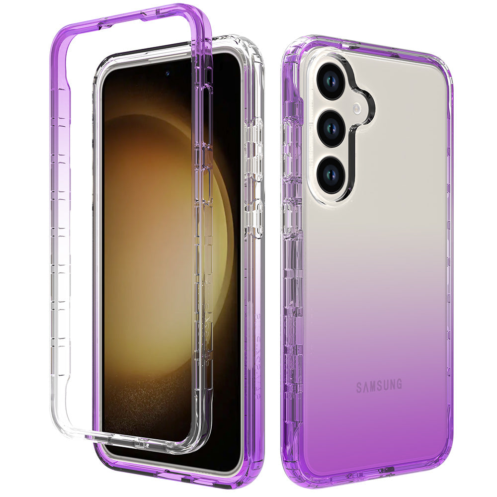 For Samsung Galaxy S24+ Case Anti-drop PC+TPU Clear Gradient Phone Protective Cover - Gradient Purple