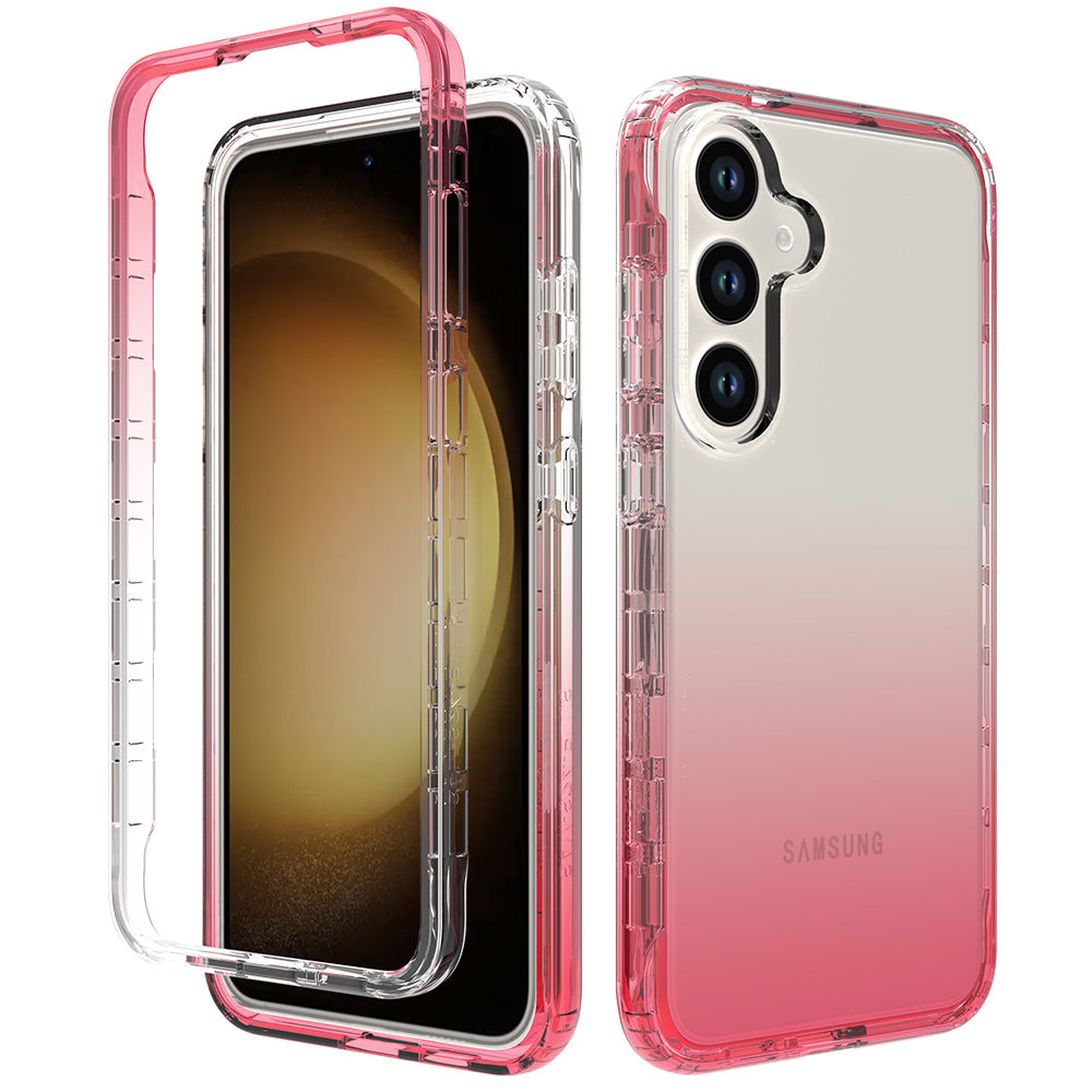For Samsung Galaxy S24+ Case Anti-drop PC+TPU Clear Gradient Phone Protective Cover - Gradient Red
