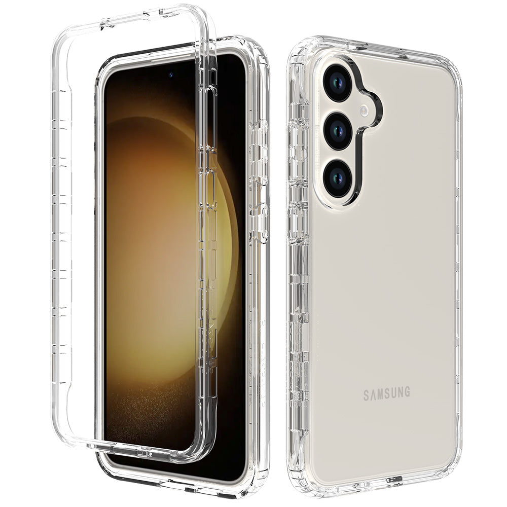 For Samsung Galaxy S24 Cell Phone Case Shockproof PC+TPU Clear Gradient Back Cover - Transparent