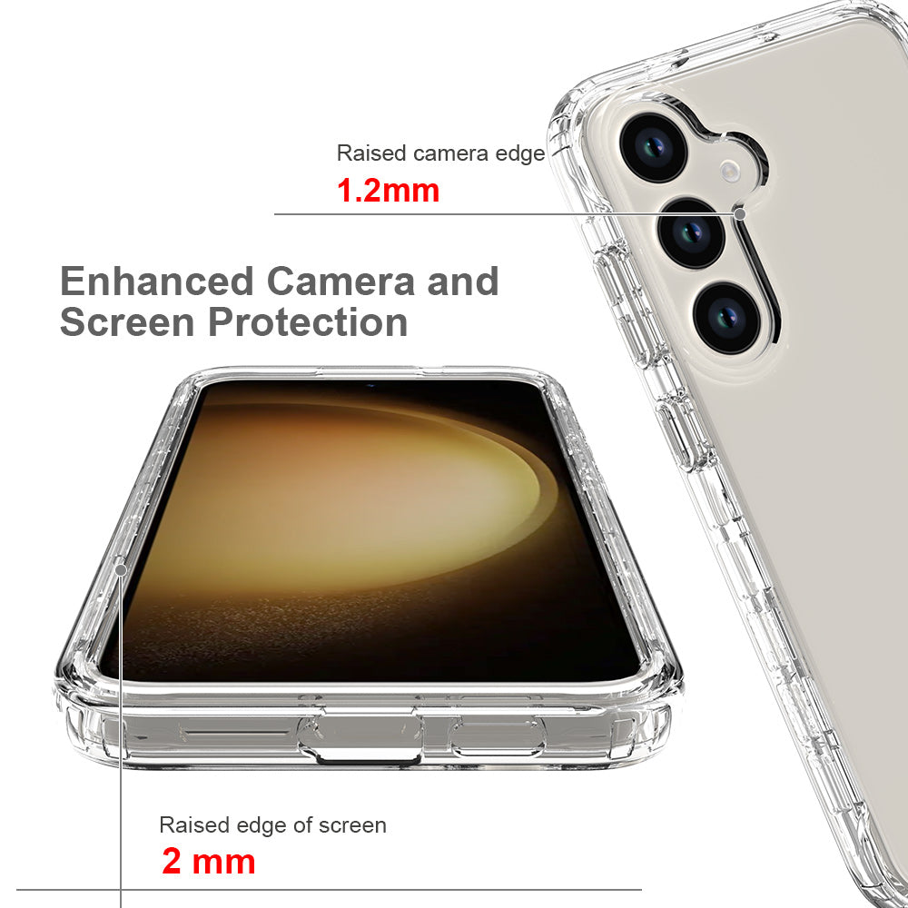 For Samsung Galaxy S24 Cell Phone Case Shockproof PC+TPU Clear Gradient Back Cover - Transparent