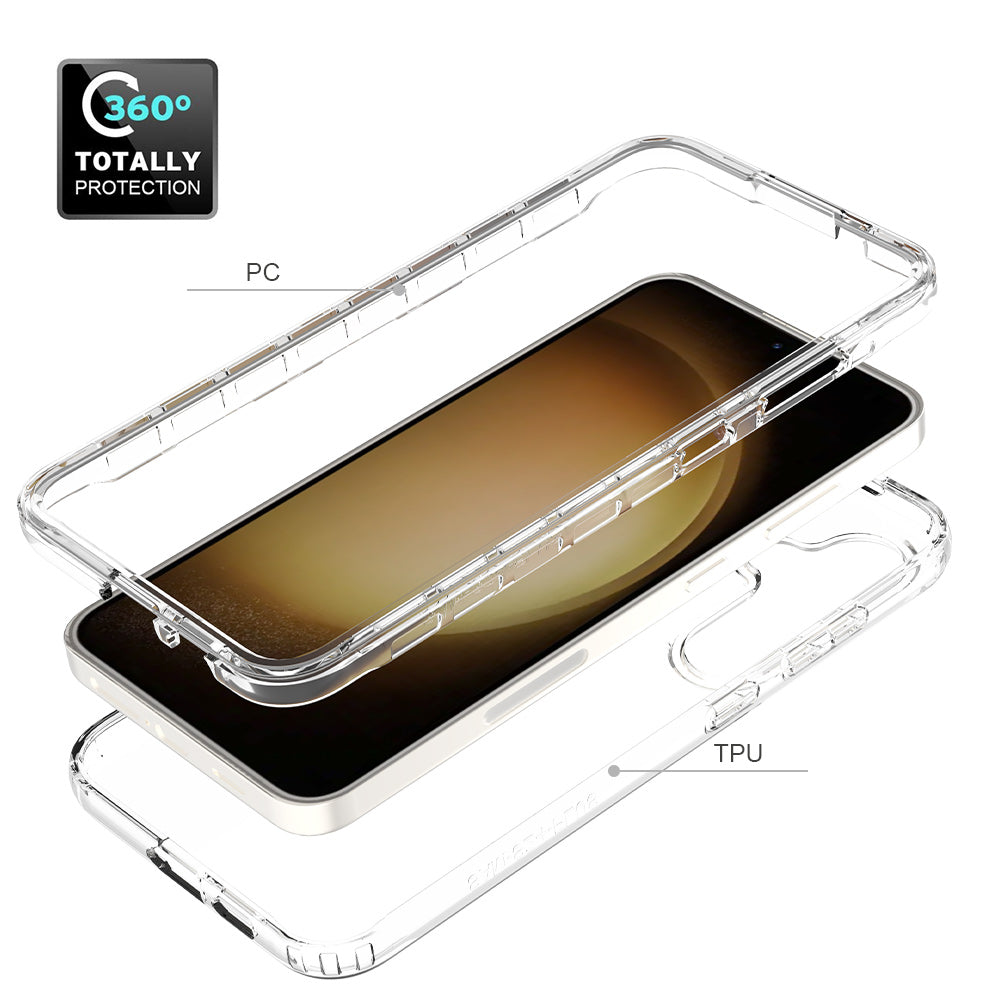 For Samsung Galaxy S24 Cell Phone Case Shockproof PC+TPU Clear Gradient Back Cover - Transparent