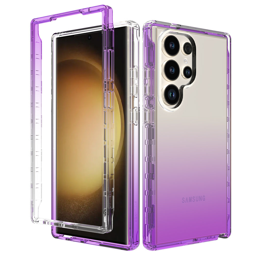 For Samsung Galaxy S24 Ultra Case Drop-resistant PC+TPU Clear Gradient Phone Protective Shell - Gradient Purple