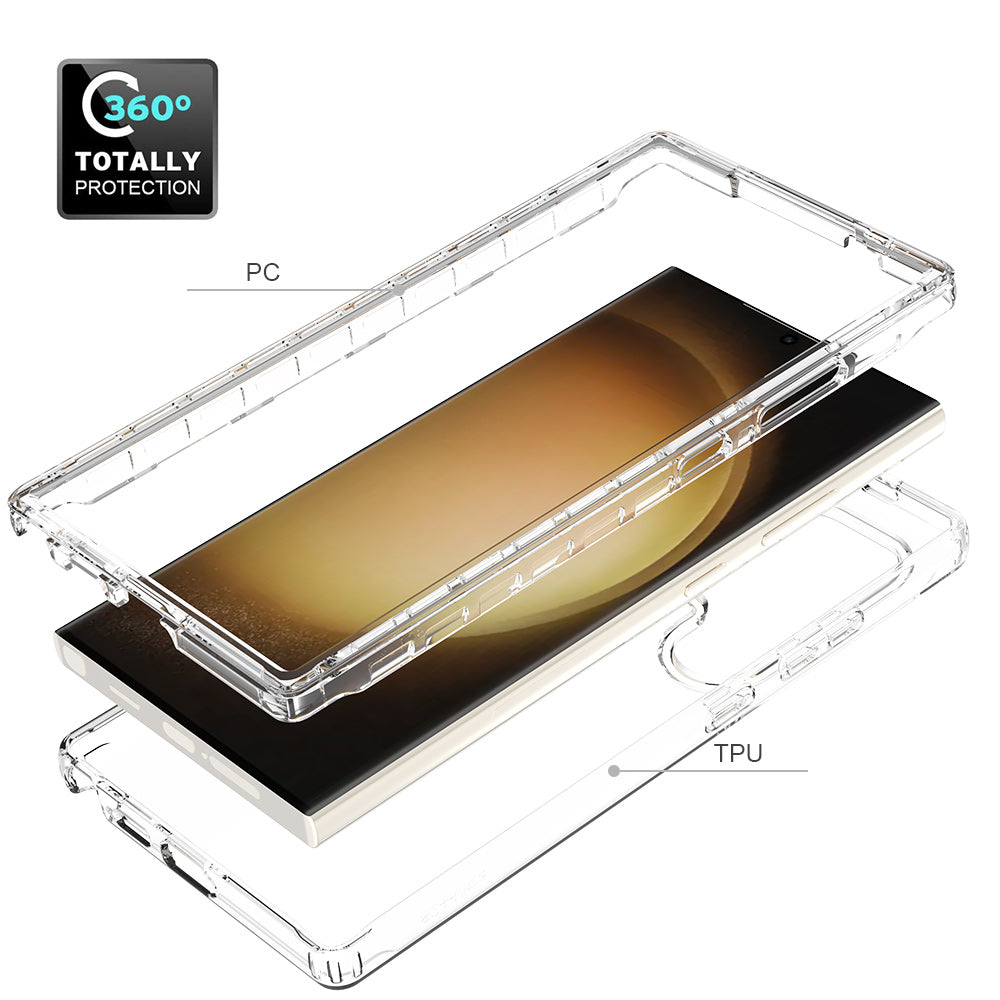 For Samsung Galaxy S24 Ultra Case Drop-resistant PC+TPU Clear Gradient Phone Protective Shell - Gradient Red