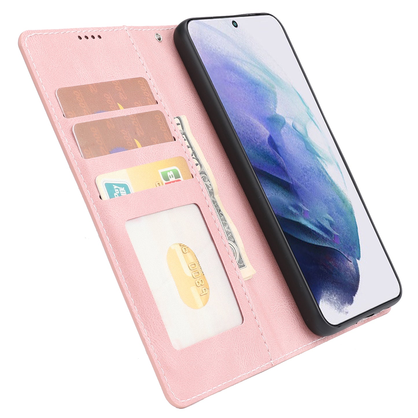 For Samsung Galaxy S24 Classic Dreamy Leather Phone Case Wallet Stand - Pink