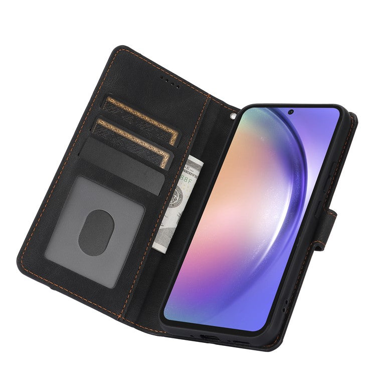 For Samsung Galaxy A55 5G Phone Case Wallet Leather Stand Cover - Black
