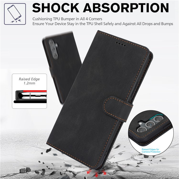 For Samsung Galaxy A55 5G Phone Case Wallet Leather Stand Cover - Black