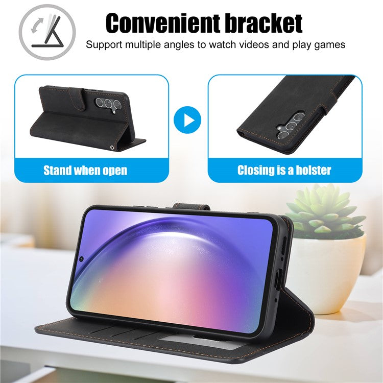 For Samsung Galaxy A55 5G Phone Case Wallet Leather Stand Cover - Black