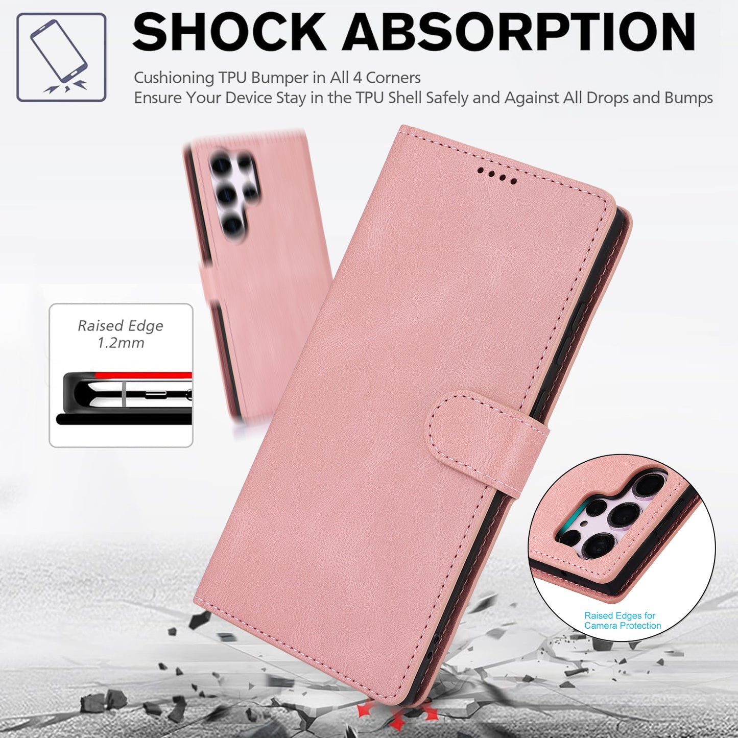 For Samsung Galaxy S24 Ultra Dreamy Leather Case Wallet Stand Phone Cover - Pink