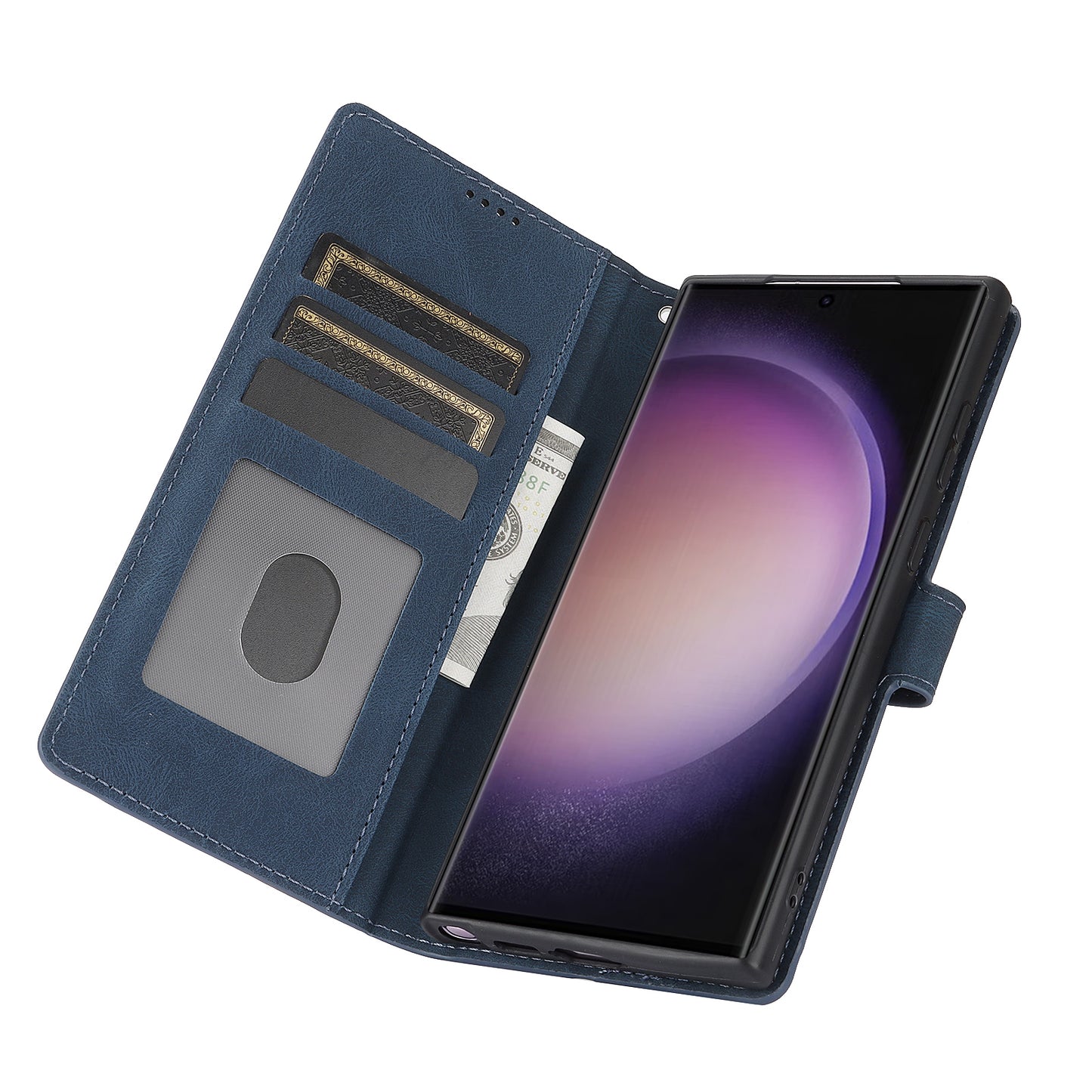 For Samsung Galaxy S24 Ultra Dreamy Leather Case Wallet Stand Phone Cover - Blue