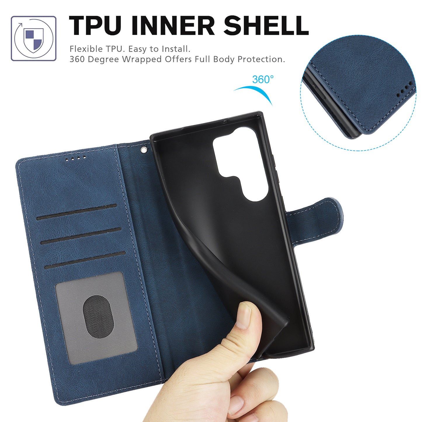 For Samsung Galaxy S24 Ultra Dreamy Leather Case Wallet Stand Phone Cover - Blue