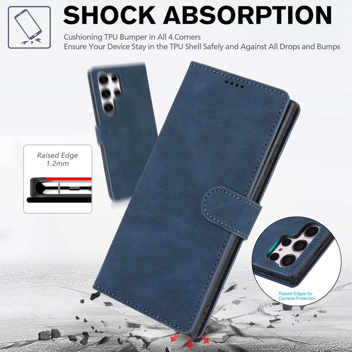 For Samsung Galaxy S24 Ultra Dreamy Leather Case Wallet Stand Phone Cover - Blue