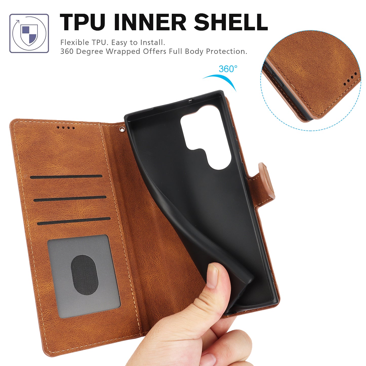 For Samsung Galaxy S24 Ultra Dreamy Leather Case Wallet Stand Phone Cover - Brown