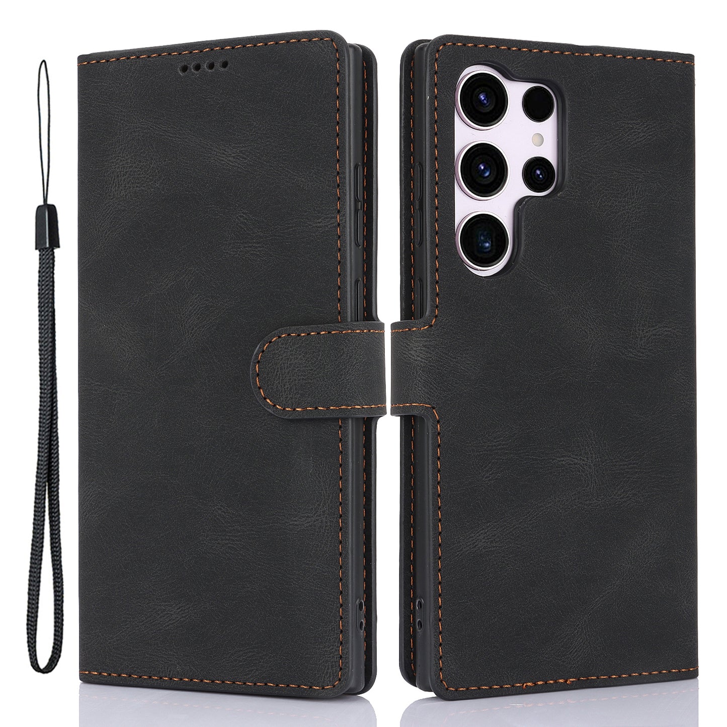 For Samsung Galaxy S24 Ultra Dreamy Leather Case Wallet Stand Phone Cover - Black