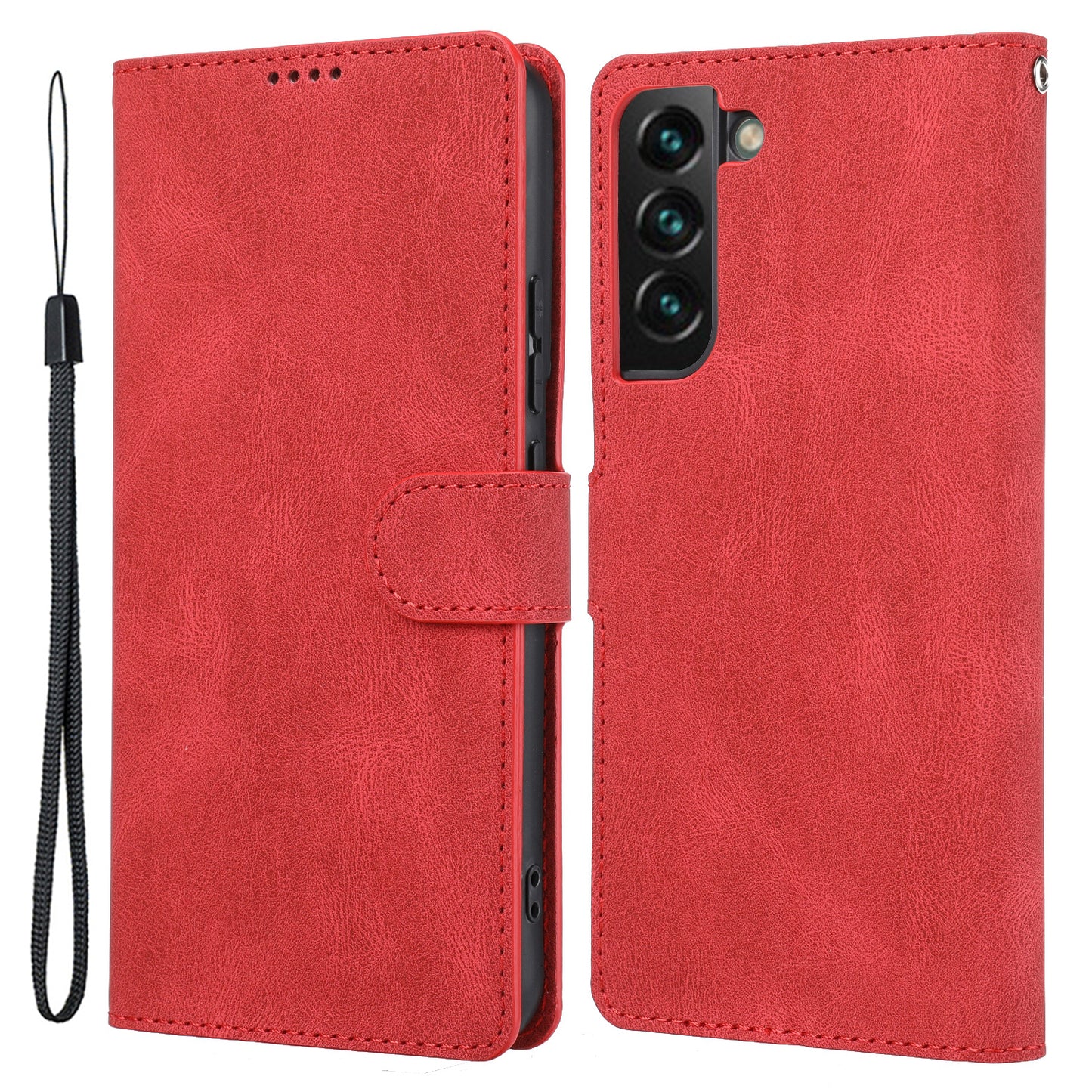 For Samsung Galaxy S24+ Leather Case Wallet Stand Classic Phone Cover - Red