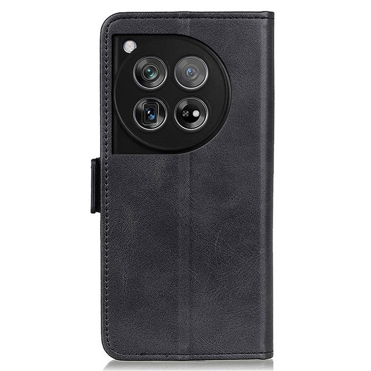 For OnePlus 12 5G Phone Protective Leather Case Magnetic Clasp Calf Texture - Black