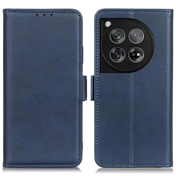 For OnePlus 12 5G Phone Protective Leather Case Magnetic Clasp Calf Texture - Blue