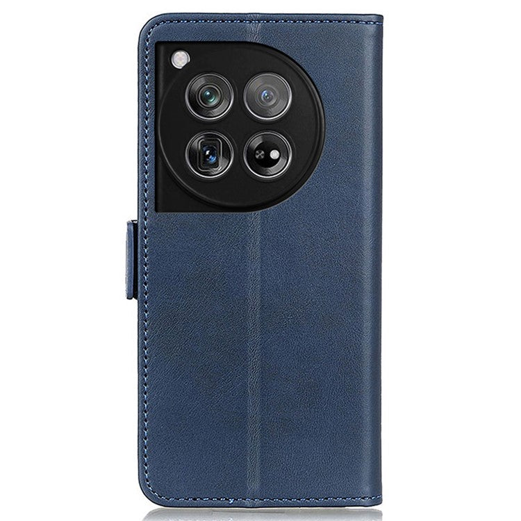 For OnePlus 12 5G Phone Protective Leather Case Magnetic Clasp Calf Texture - Blue