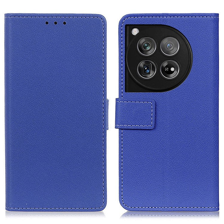 For OnePlus 12 5G PU Leather Case Phone Cover Stand Wallet - Blue