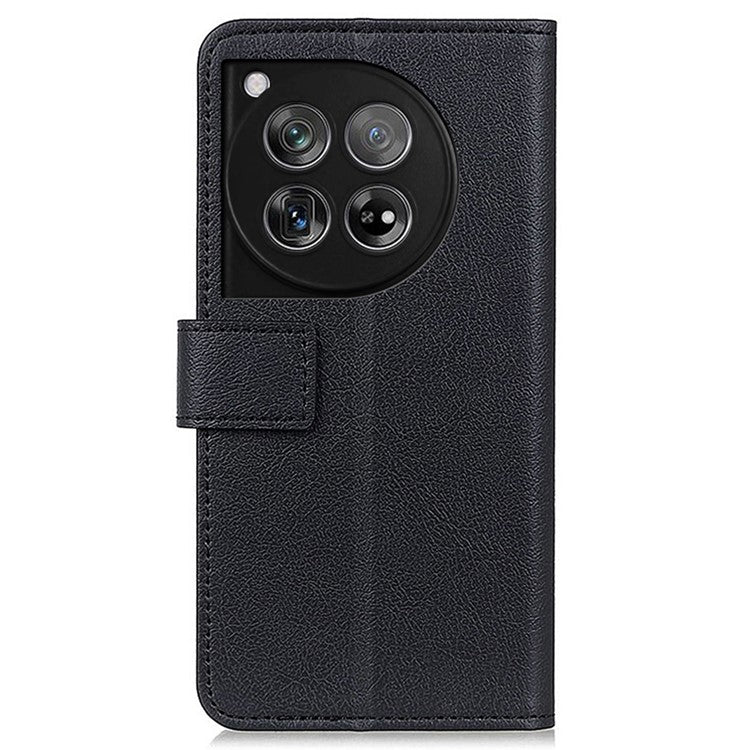 For OnePlus 12 5G PU Leather Case Phone Cover Stand Wallet - Black