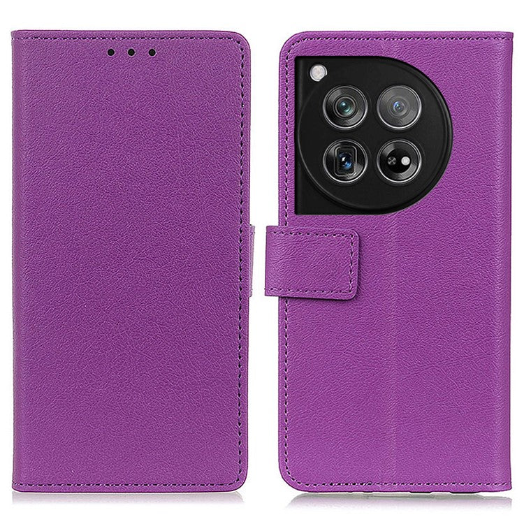For OnePlus 12 5G PU Leather Case Phone Cover Stand Wallet - Purple