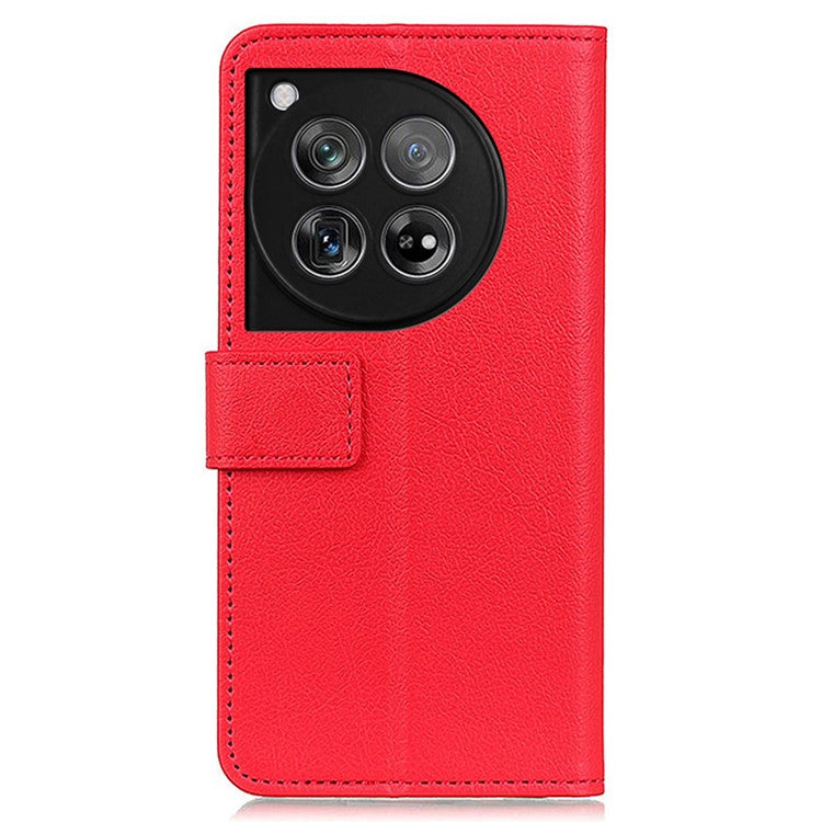 For OnePlus 12 5G PU Leather Case Phone Cover Stand Wallet - Red