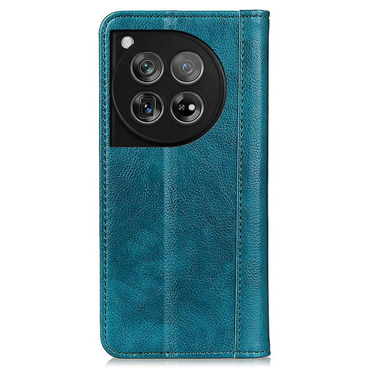 For OnePlus 12 5G Phone Cover Litchi Texture Magnetic Split Leather Wallet Case - Green