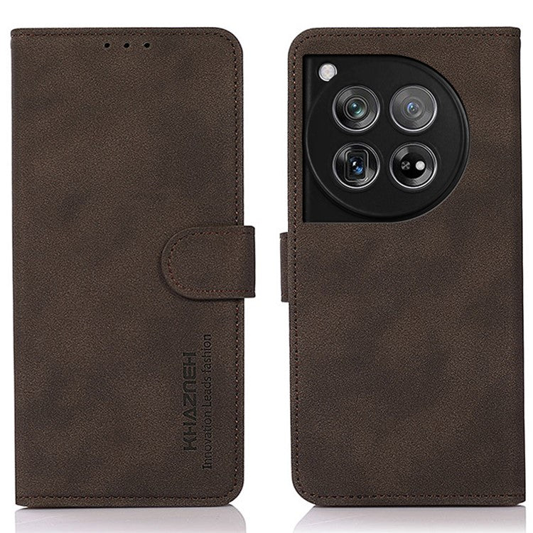 KHAZNEH For OnePlus 12 5G Wallet Phone Case Leather Protective Sleeve - Brown